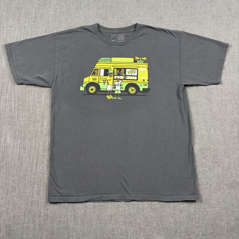 Nike Ice Cream Truck Graphic T-Shirt Grey Sz L Sneaker Cartoon Made Fresh Daily